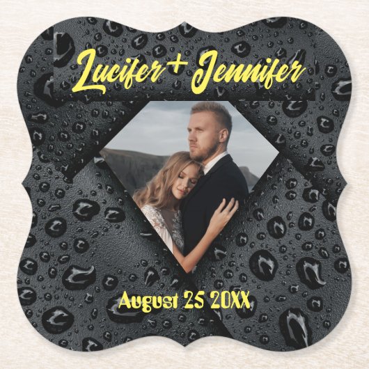 ゴールデンダイヤモンドモダンエレガントなカスタマイズされた結婚式 ペーパーコースター (正面)