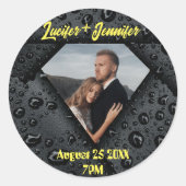 ゴールデンダイヤモンドモダンエレガントなカスタマイズされた結婚式 ラウンドシール (正面)