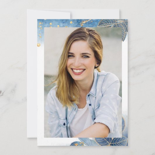 ゴールデンダスティブルーフォト卒業パーティー 招待状 (裏面)