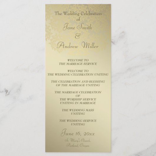 ゴールデンダマスクのパターン結婚式 プログラム (正面)