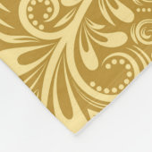 ゴールデンダマスクバロックのフローラルパターン フリースブランケット (角)