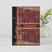 ゴールデンダマスクラグジュアリーカスタムウェディング招待状 招待状 (スタンド正面)