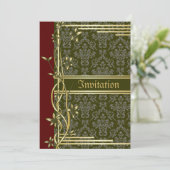 ゴールデンダマスクラグジュアリーカスタムウェディング招待状 招待状 (スタンド正面)