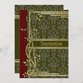 ゴールデンダマスクラグジュアリーカスタムウェディング招待状 招待状 (正面/裏面)