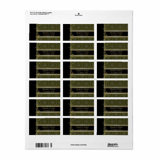 ゴールデンダマスクラグジュアリー結婚式の引き出物住所 シール (フルシート)