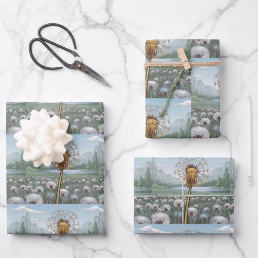 ゴールデンダンデリオンシルバーダンデリオンラッピング紙 ラッピングペーパーシート (正面)