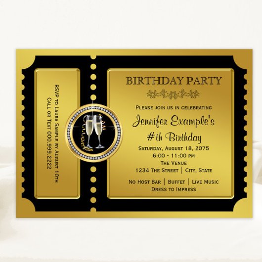 ゴールデンチケットシャンパンバースデーパーティー 招待状