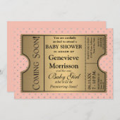 ゴールデンチケットスタイル新生児シャワーパーティー招待状 招待状 (正面/裏面)