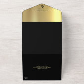 ゴールデンチケットブラック&金ゴールドQRコード結婚ズ オールインワン招待状 (外側)