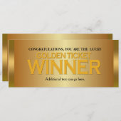 ゴールデンチケット受賞者の誕生日パーティーの招待状 招待状 (正面/裏面)