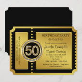 ゴールデンチケット50歳の誕生日パーティー 招待状 (正面/裏面)