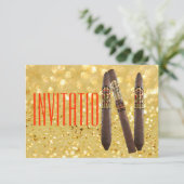 ゴールデンチパーソナライズされたガロ招待状 招待状 (スタンド正面)