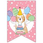 ゴールデンチベットテリア犬の誕生日パーティブン バンティングフラッグ (第1の旗)