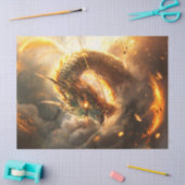 ゴールデンチャイニーズドラゴンイラストデコパージュ 薄葉紙 (クラフト)