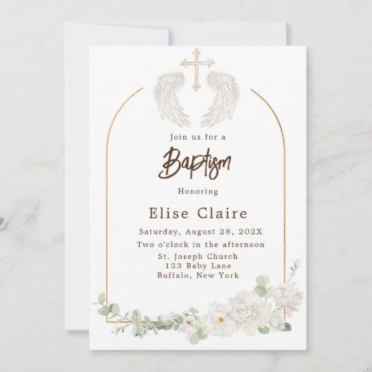 ゴールデンチャーチクロスウィングスフローラバプテスマ 招待状 (正面)