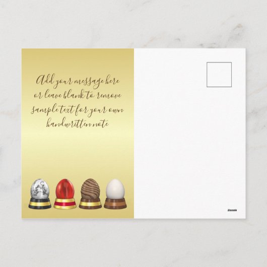 ゴールデンチョコレートエッグイースターフレームあなたの写真を追加 シーズンポストカード (裏面)