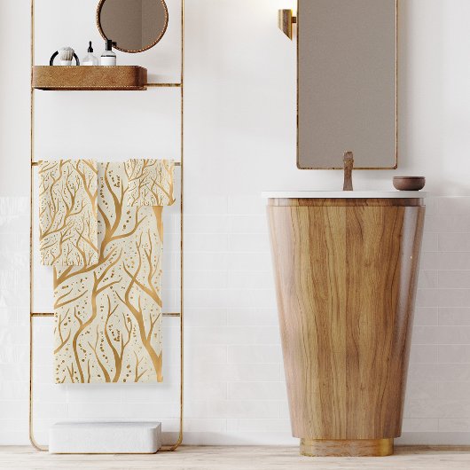 ゴールデンツリーの枝 – 背景色の変更 バスタオルセット