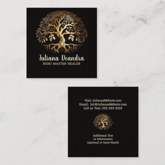 ゴールデンツリーオブライフスクエアビジネスカード スクエア名刺 (正面/裏面)