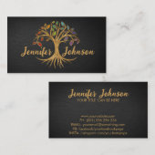 ゴールデンツリーオブライフ – レインボーチャクラ葉 名刺 (正面/裏面)