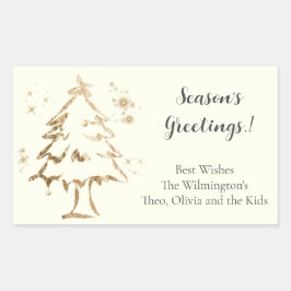ゴールデンツリークリスマス長方形ギフトラベル 長方形シール