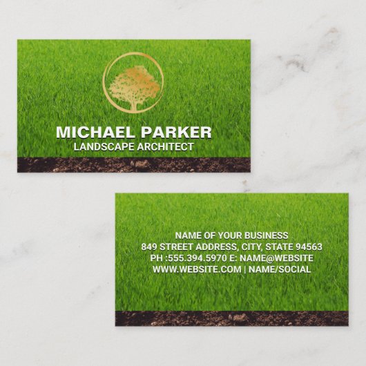 ゴールデンツリーロゴ |草と土 名刺 (正面/裏面)