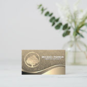 ゴールデンツリーロゴ | 金ゴールド金属波 名刺 (スタンド正面)