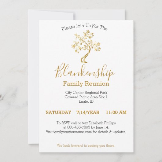 ゴールデンツリー白黒金ゴールド1デイファミリー懇親会 招待状 (正面)