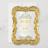 ゴールデンティアラプリンセススウィート16金ゴールドホワイト招待状 招待状 (正面)