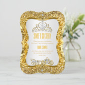 ゴールデンティアラプリンセススウィート16金ゴールドホワイト招待状 招待状 (スタンド正面)