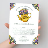 ゴールデンティーポット 80歳の誕生日カードシャワーを郵便で 招待状