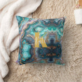 ゴールデンティール(緑がかった色)アクアアガテカスタムモノグラモダンム クッション (ブランケット)