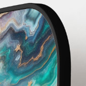 ゴールデンティール（緑がかった色）アクアアガテカスタムモノグラモダンム ピックルボールラケット (左詳細)