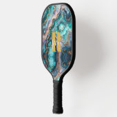 ゴールデンティール（緑がかった色）アクアアガテカスタムモノグラモダンム ピックルボールラケット (左)