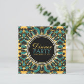 ゴールデンティール(緑がかった色)ニューエイジボヘミアンディナーパーティー招待状 招待状 (スタンド正面)