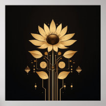 ゴールデンテック開花- Solarpunk Art Poster