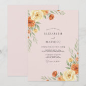 ゴールデンテラコッタ芍薬の結婚式 招待状 (正面/裏面)