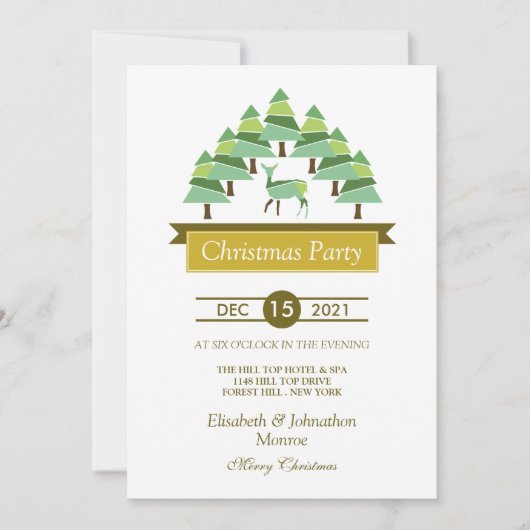 ゴールデンディアフォレストクリスマスパーティの招待状 招待状 (正面)