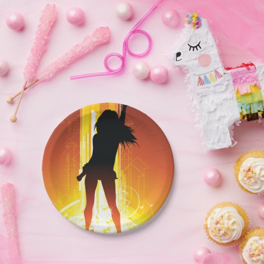 ゴールデンディスコ女性 ペーパープレート (パーティー)