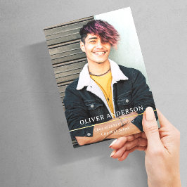 ゴールデンディバイド |モダン2枚の写真2023卒業 箔招待状