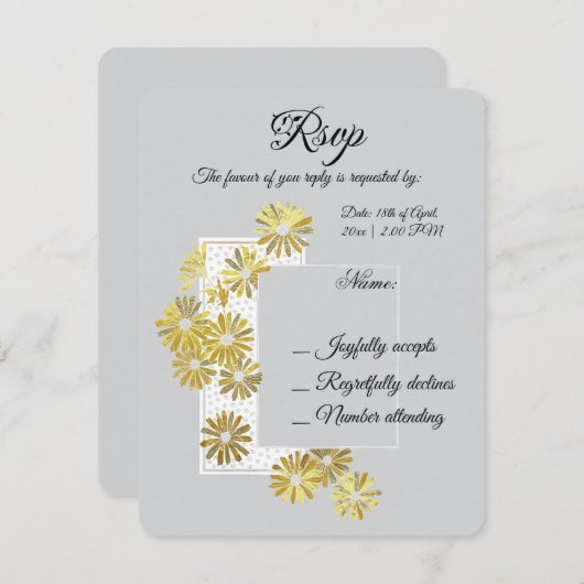 ゴールデンデイジードリームエレガンスロマンスヴィンテージシック 出欠カード (正面/裏面)