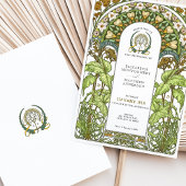 ゴールデンデイジー&グリーンリーフアールヌーボー結婚ズ 招待状