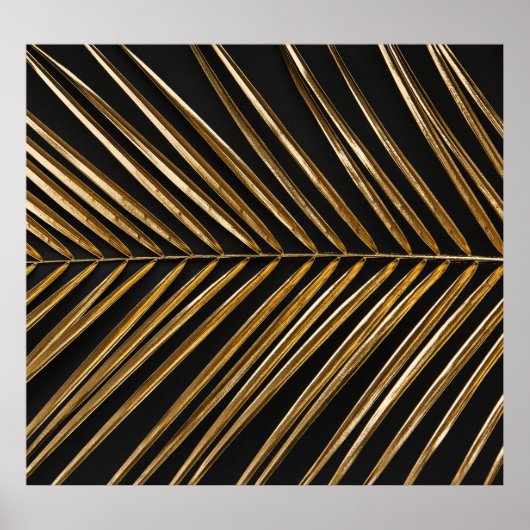 ゴールデンデイトパームリーフ：ブラックミニマリスト ポスター (正面)