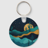 ゴールデンデザートナイトスケープ – 抽象芸術サボアート キーホルダー (正面)