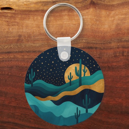 ゴールデンデザートナイトスケープ – 抽象芸術サボアート キーホルダー (裏面)