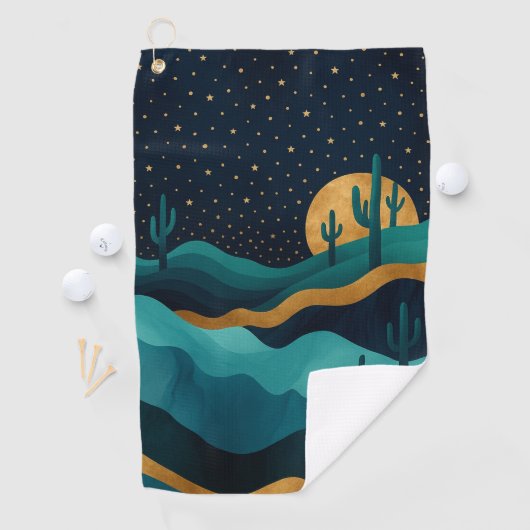 ゴールデンデザートナイトスケープ – 抽象芸術サボアート ゴルフタオル (インサイチュ)
