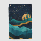 ゴールデンデザートナイトスケープ – 抽象芸術サボアート ゴルフタオル (正面)