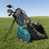 ゴールデンデザートナイトスケープ – 抽象芸術サボアート ゴルフタオル (グリーン)