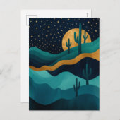 ゴールデンデザートナイトスケープ – 抽象芸術サボアート シーズンポストカード (正面/裏面)