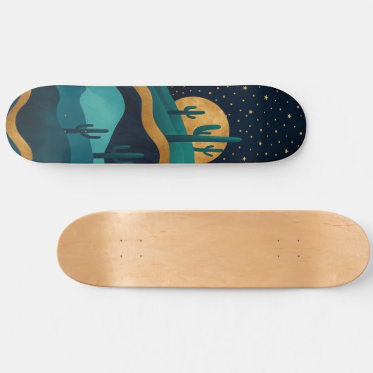 ゴールデンデザートナイトスケープ – 抽象芸術サボアート スケートボード (横)