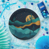 ゴールデンデザートナイトスケープ – 抽象芸術サボアート ペーパープレート (パーティー)